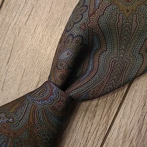 RUBINACCI Napoli Dark Green Blue Abstract Paisley‎ Italy Mens Silk Tie VTG